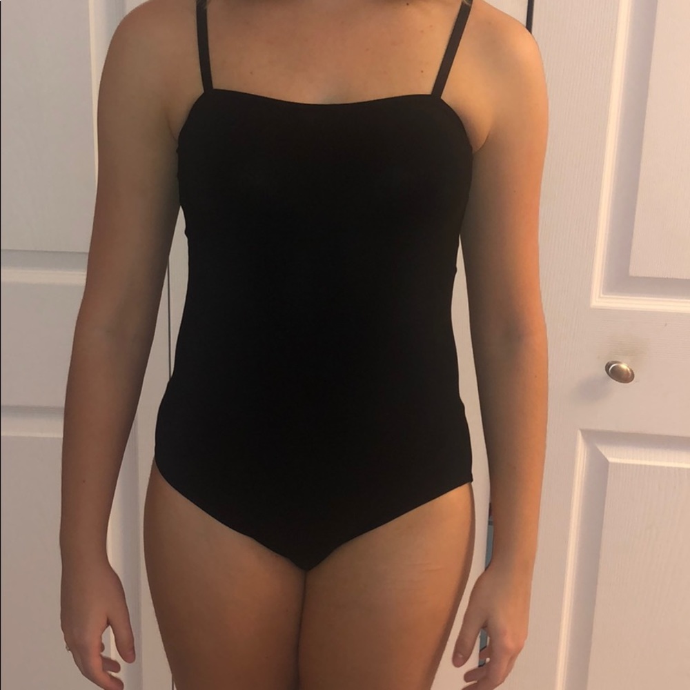 Black Adjustable Spaghetti Strap Leotard